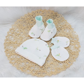 Set nón bao tay chân sơ sinh Cun con