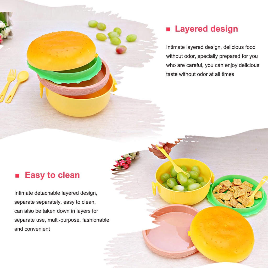 Hộp cơm Hình Hamburger Cho Bé Z0W4