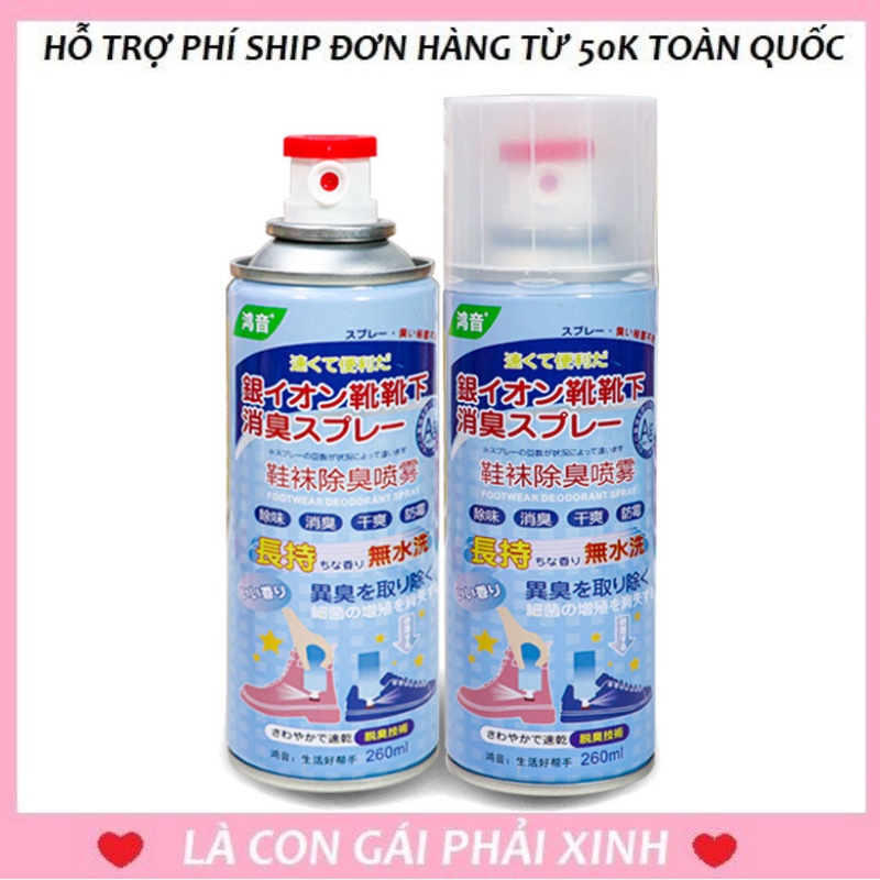 Chai xịt khử mùi hôi chân, giày dép - Công nghệ NANO bạc 260ml khử mùi, an toàn, đánh bay mùi hiệu quả