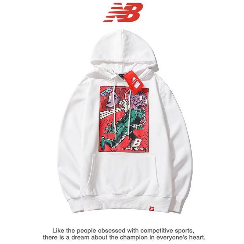 NEW BALANCE Áo Hoodie Form Rộng In Hình Người Ngoài Hành Tinh Thời Trang