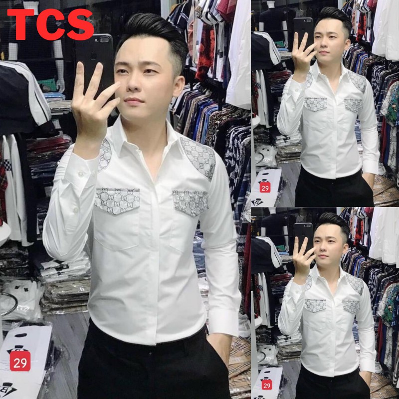 Áo sơ mi nam có cổ sơmi đôi đẹp hàn quốc giá rẻ họa tiết TCS 68 | BigBuy360 - bigbuy360.vn