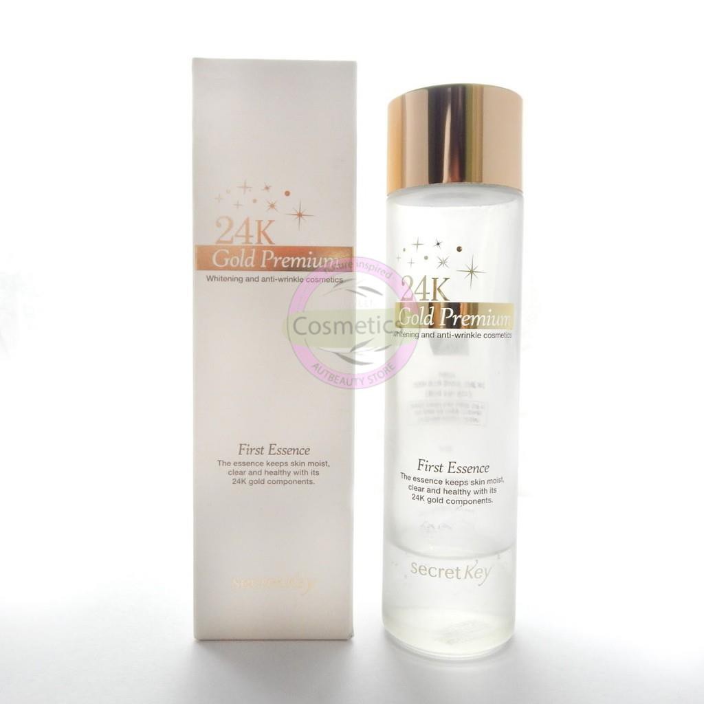 Tinh chất phục hồi dưỡng trắng da làm mờ vết thâm Secret Key 24K Gold Premium First Essence 150ml (vàng)