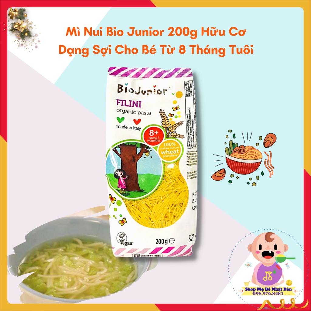 Mì Nui Bio Junior 200g Hữu Cơ Organic Cho Bé Ăn Dặm (Từ 8 - 10 tháng tuổi)