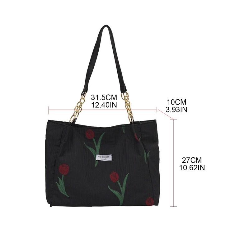 Túi Tote Đeo Vai / Xách Tay Sức Chứa Lớn In Họa Tiết Hoa Tulip Có Khóa Kéo Cho Nữ