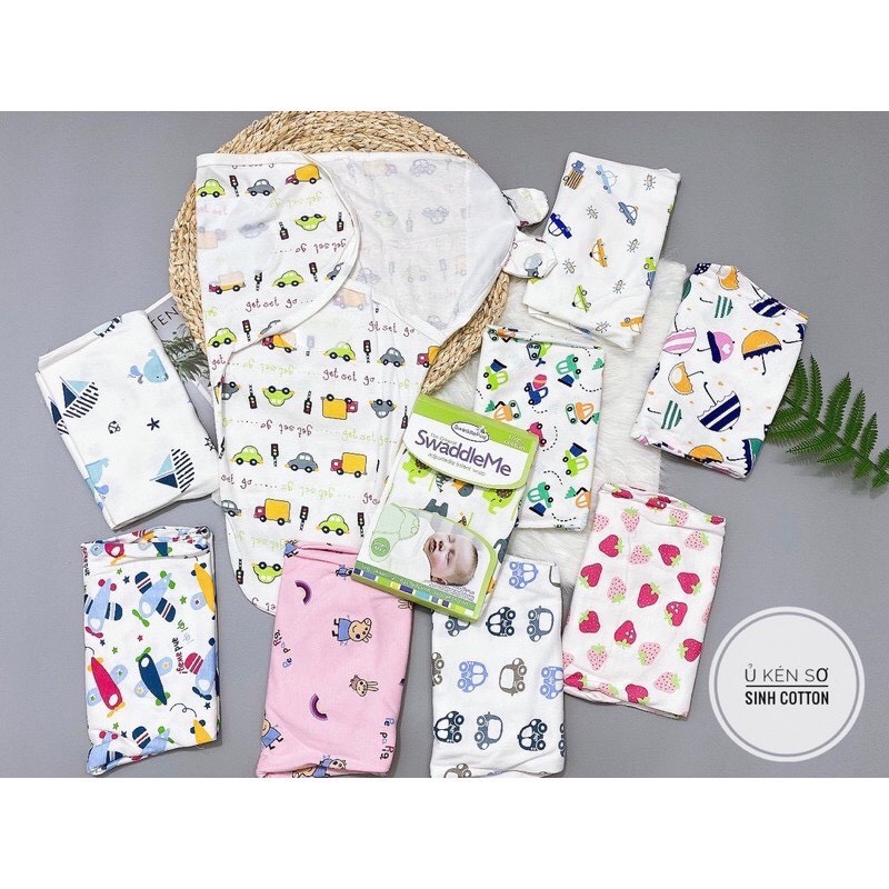 Ủ cuốn, ủ kén,Ủ kén cho bé sơ sinh cho bé  chất cotton - Happy bear