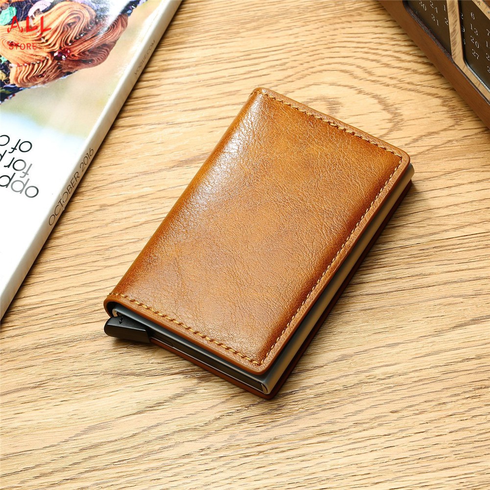 Wallet for Men Slim Mini Like Aluminium Credit Cards Holder Anti-theft PU Wallet