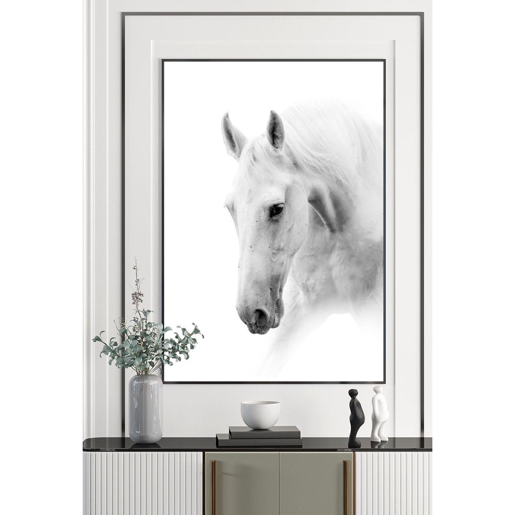 Tranh 2 bức ngựa phong thuỷ cao cấp trang trí phòng khách phòng ngủ khách sạn kèm khung - Melyhome Decor