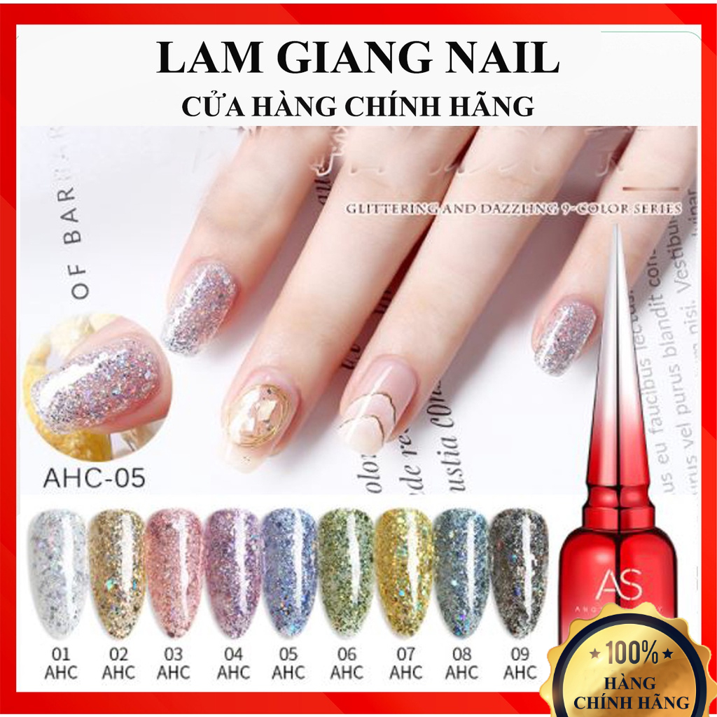 SET Sơn gel AS mã AHC mẫu chai đỏ nhọn 9 chai 15ml siêu HOT siêu xịn