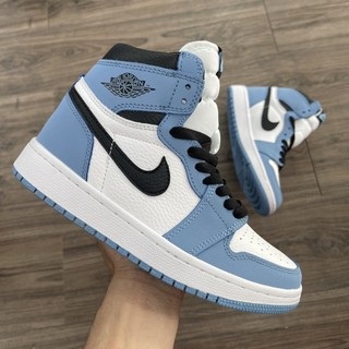 Giày jordan 1 𝐜ổ 𝐜𝐚𝐨 xanh dương, Giày Sneaker JD1 cổ cao nam nữ full box bill