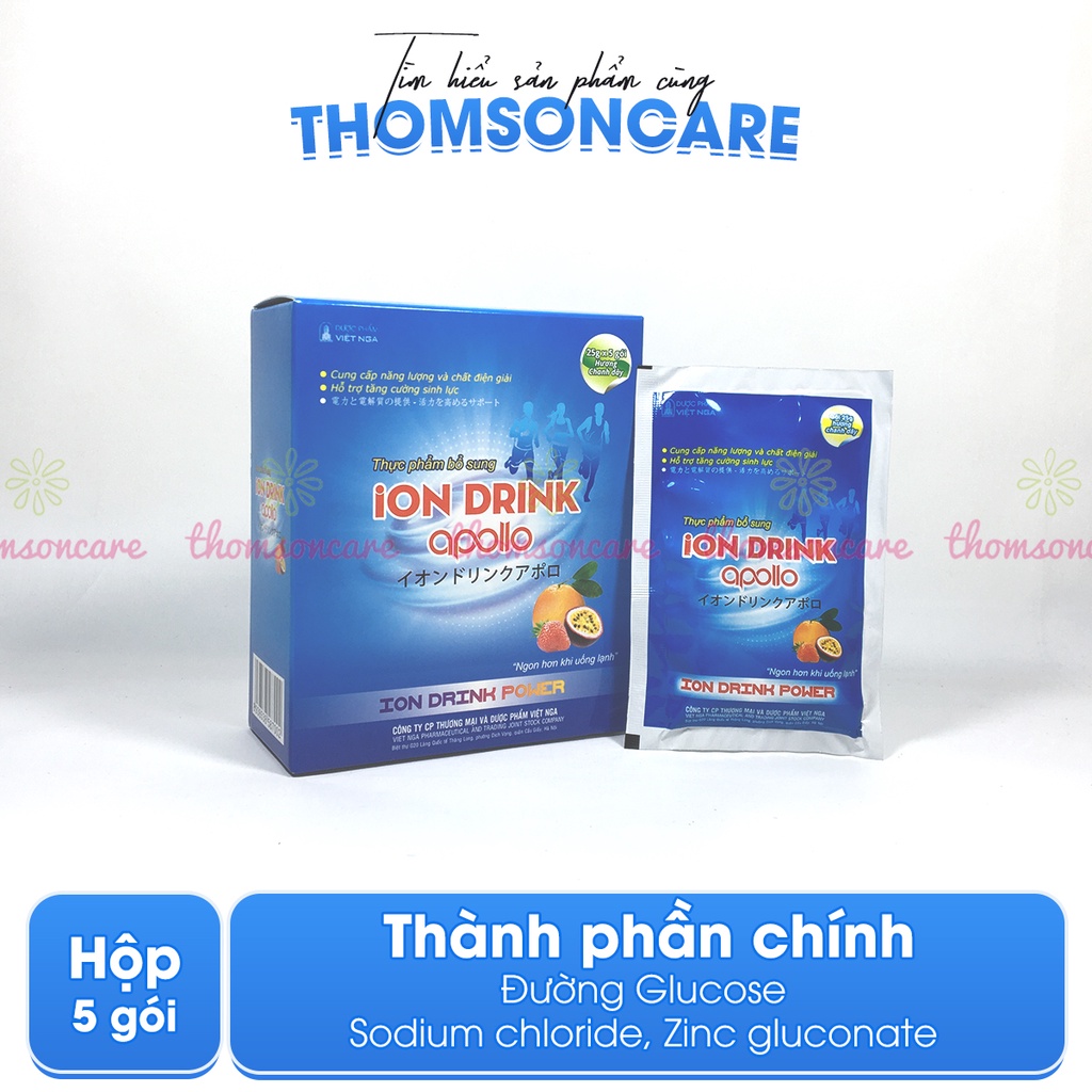 Nước điện giải ion drink powder Oresol hộp 5 gói vị chanh leo Orezol - Bù nước khi ốm sốt, chơi thể thao