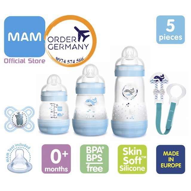 Bình sữa chống đầy hơi Mam Đức 160ml &amp; 260ml &amp; 320ml