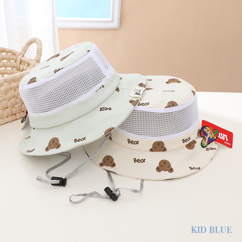 Nón Vành Phối Lưới Hình Gấu Hoạt Hình Đáng Yêu Dành Cho Trẻ
