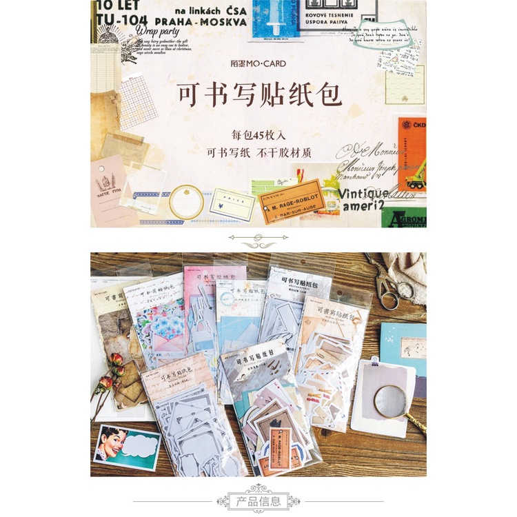 Set 45 Miếng Dán Trang Trí Phong Cách Vintage