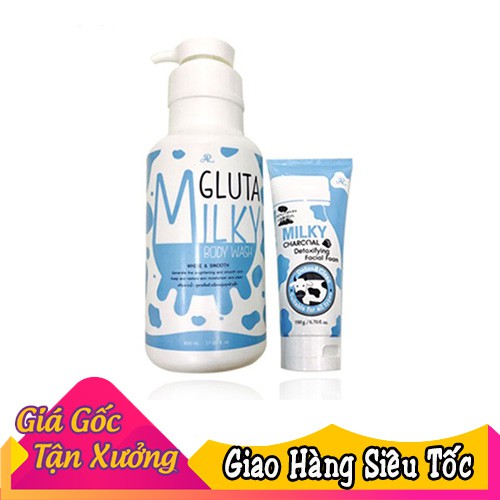 Sữa tắm bò Gluta Milky Thái Lan 800ml tặng sữa rửa mặt
