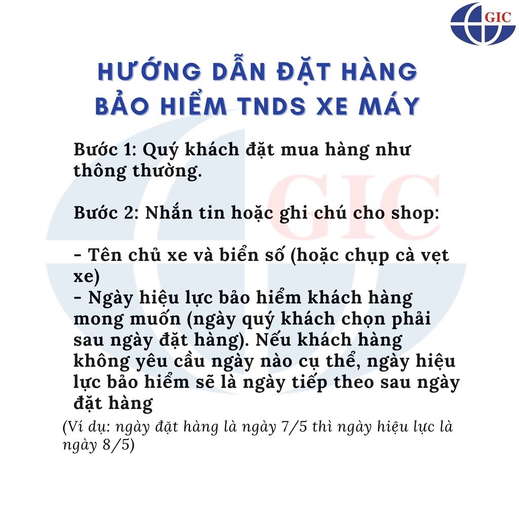 TOÀN QUỐC [Voucher giấy] Bảo Hiểm Xe Máy Trên và Dưới 50cc, Xe Máy Điện - GIC