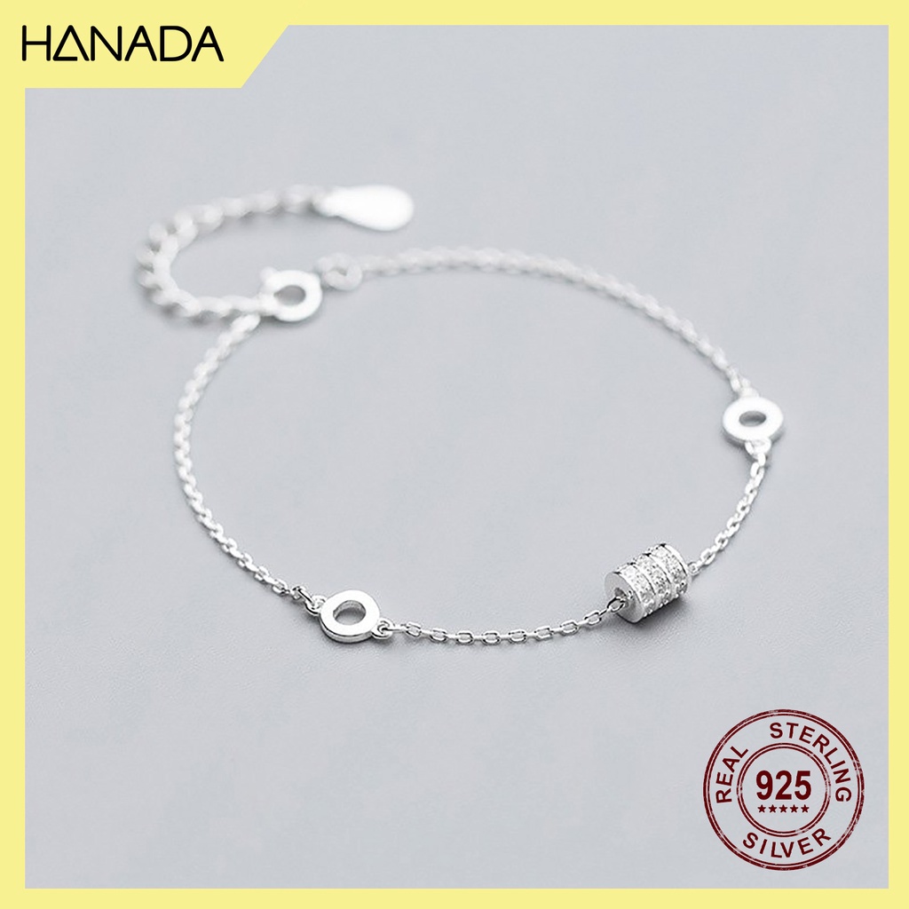 Lắc Chân Bạc Cao Cấp 925 Hanada Trang Sức Thời Trang Vòng Chân Trụ Đá Đơn Giản 0528 G20