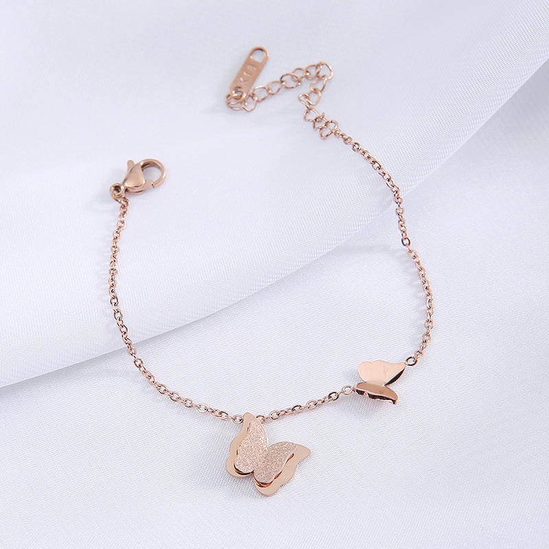 Vòng tay titan không gỉ lắc tay titan hình bướm đính kim sa lấp lánh xinh xắn dễ thương ngọt ngào