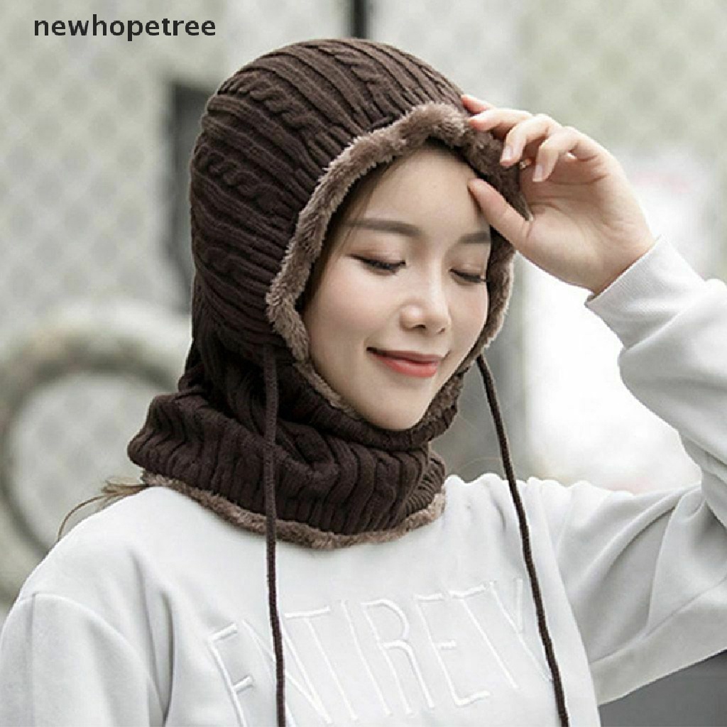 Set Mũ beanie Kèm Khăn Choàng Cổ Giữ Ấm Mùa Đông Cho Nữ