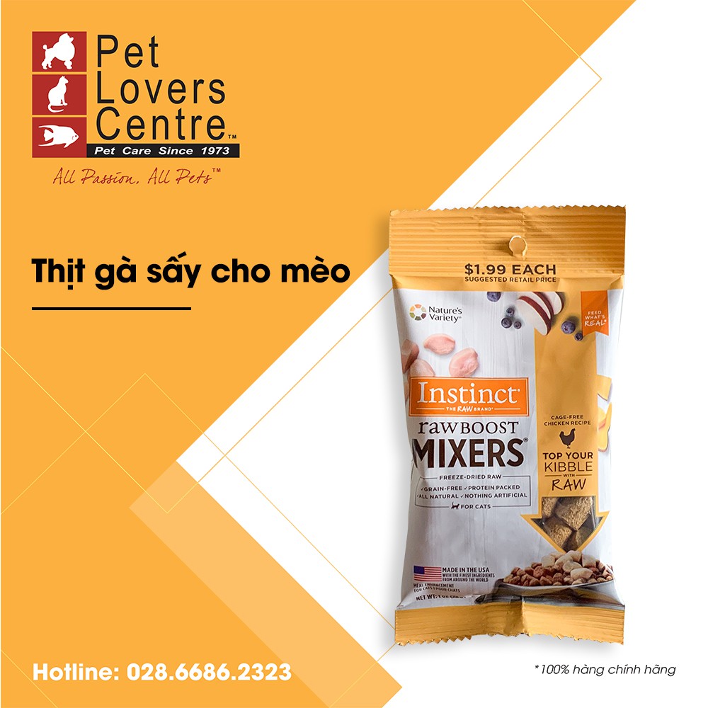 Thịt gà sấy cho mèo Instinct Raw Boost Mixers Cat Food Topper - Grain Free, Freeze Dried Raw, Chicken 1 oz (28gam)