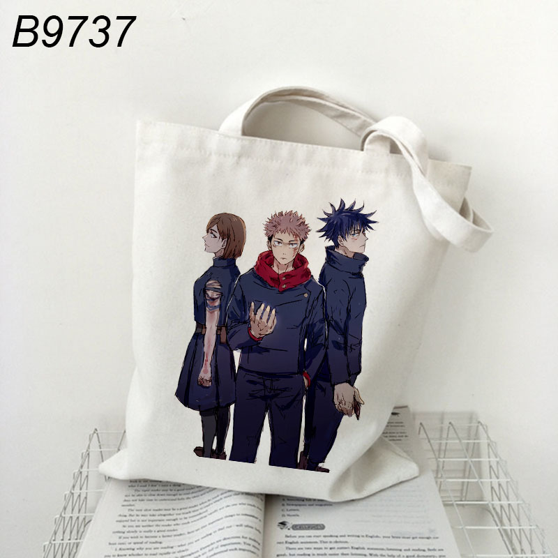 Túi tote Đeo Vai Vải canvas In Hình anime jujutsu kaisen Thời Trang