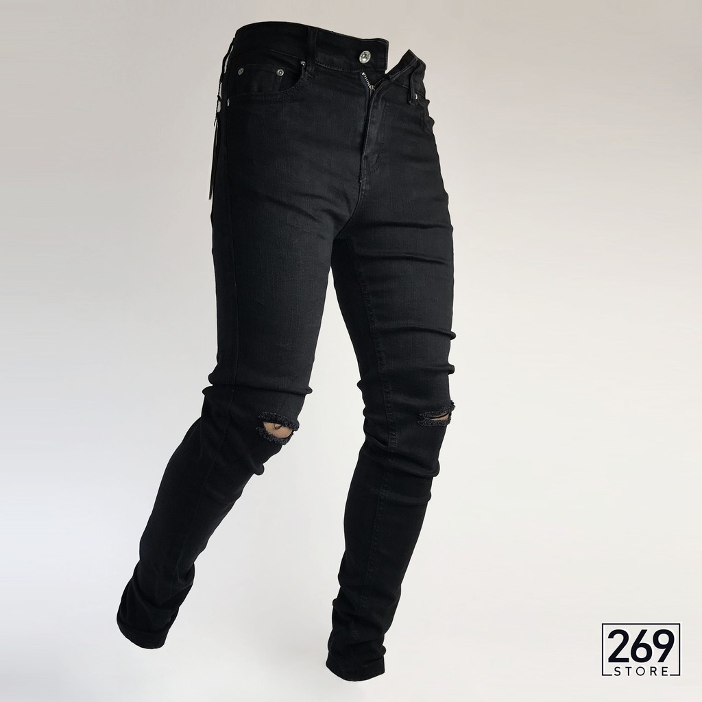 QUẦN JEANS NAM VNXK ĐEN TRƠN VÀ ĐEN RÁCH GỐI SLIM FIT- Jean dày co giãn cao cấp [ẢNH THẬT 100%]