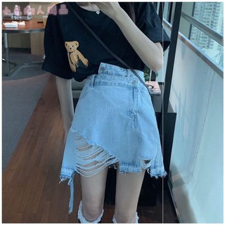 Chân váy jeans rách cá tính có bigsize