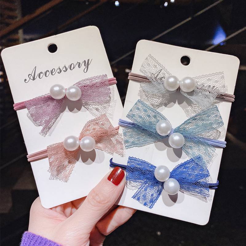 Dây Buộc Tóc Đính Ngọc Trai Phối Nơ Xinh Xắn Cho Nữ