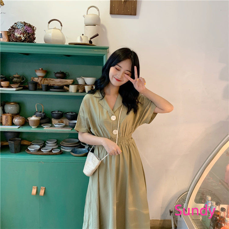 Đầm Suông Màu Trơn Phong Cách Hàn Quốc Xinh Xắn Cho Nữ