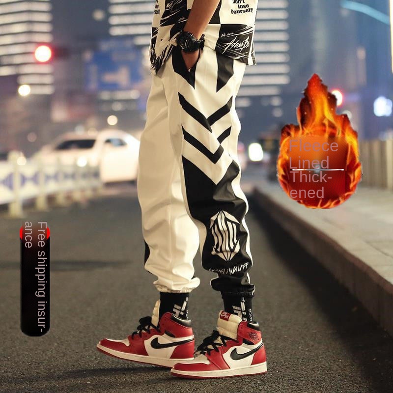 Quần dài ống túm dáng rộng in logo thời trang mùa đông cho nam