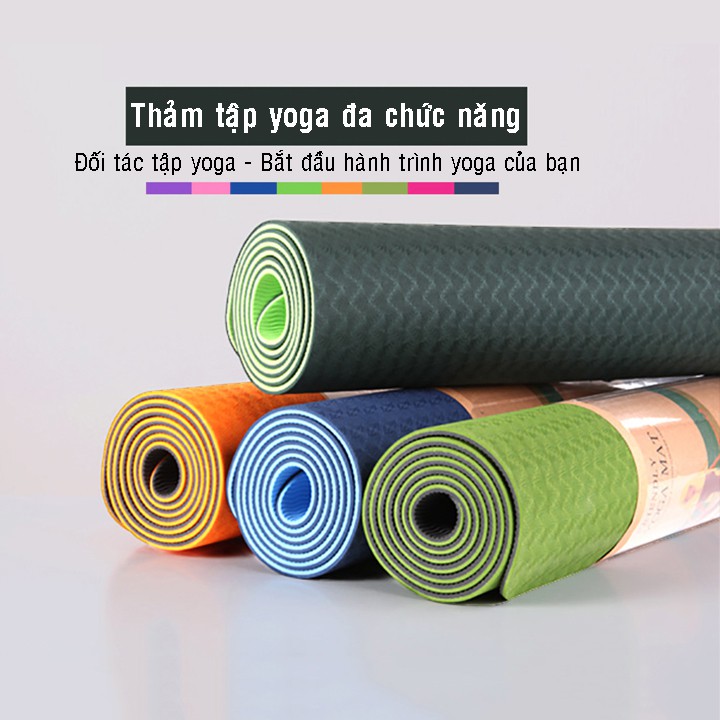 Thảm tập yoga,thảm tập gym TPE cao cấp dày 6mm không mùi,độ bám tốt (tặng kèm túi đựng)thuykieu