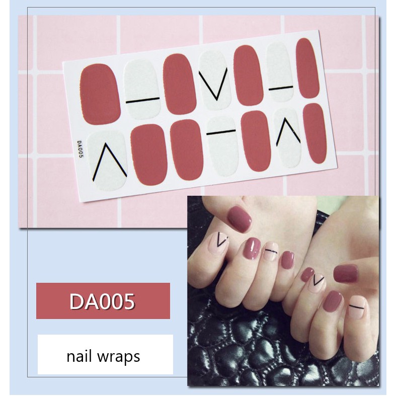 Miếng dán móng tay Phong cách Hàn Quốc Stickers Nails Wraps