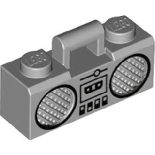 Lego Máy Radio, Cát sét / 93221pb03: Minifigure, Utensil Radio Boom Box with Bar Handle with Black Cassette Player