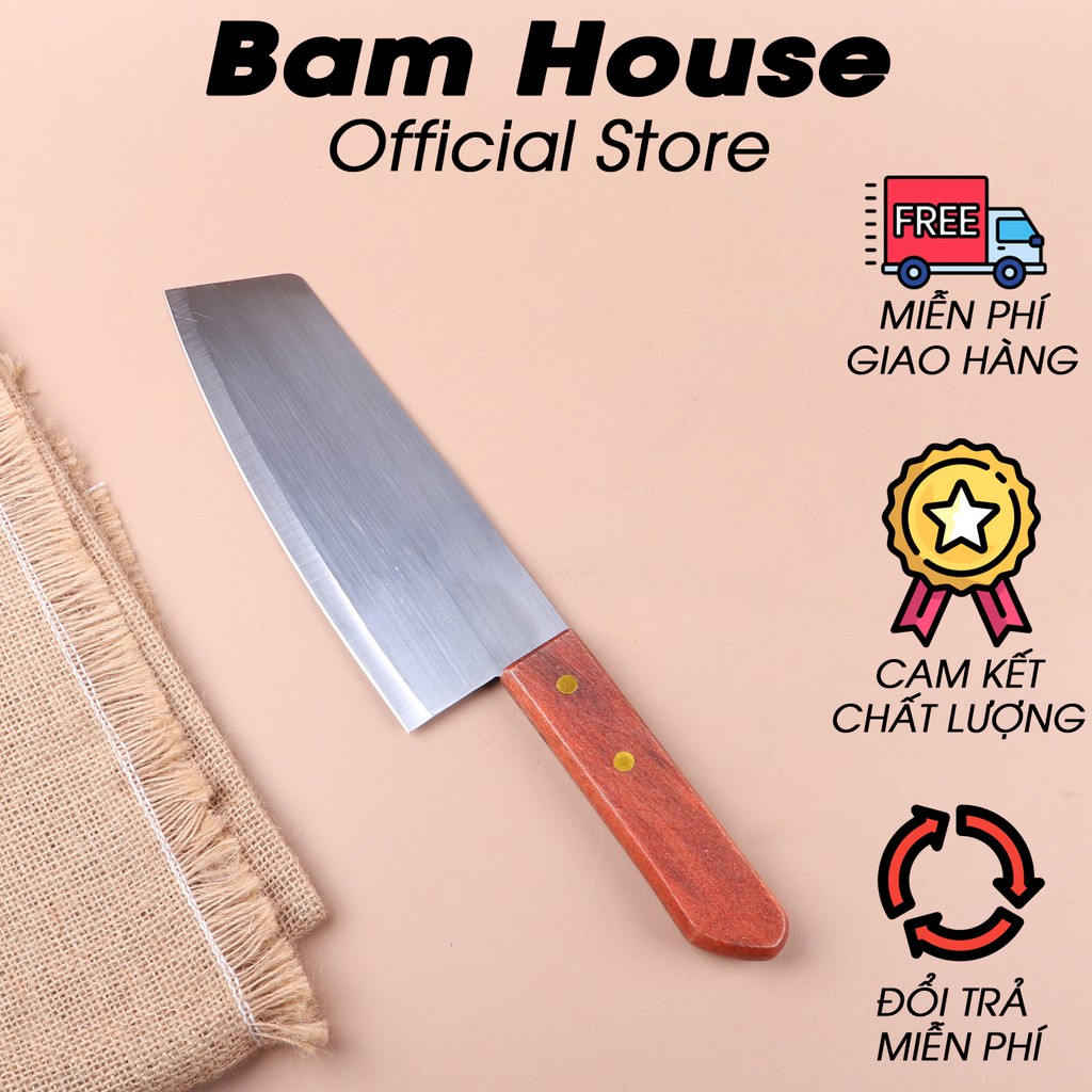Dao bếp cán gỗ inox loại trung Bam House cao cấp DB03 - Gia dụng bếp