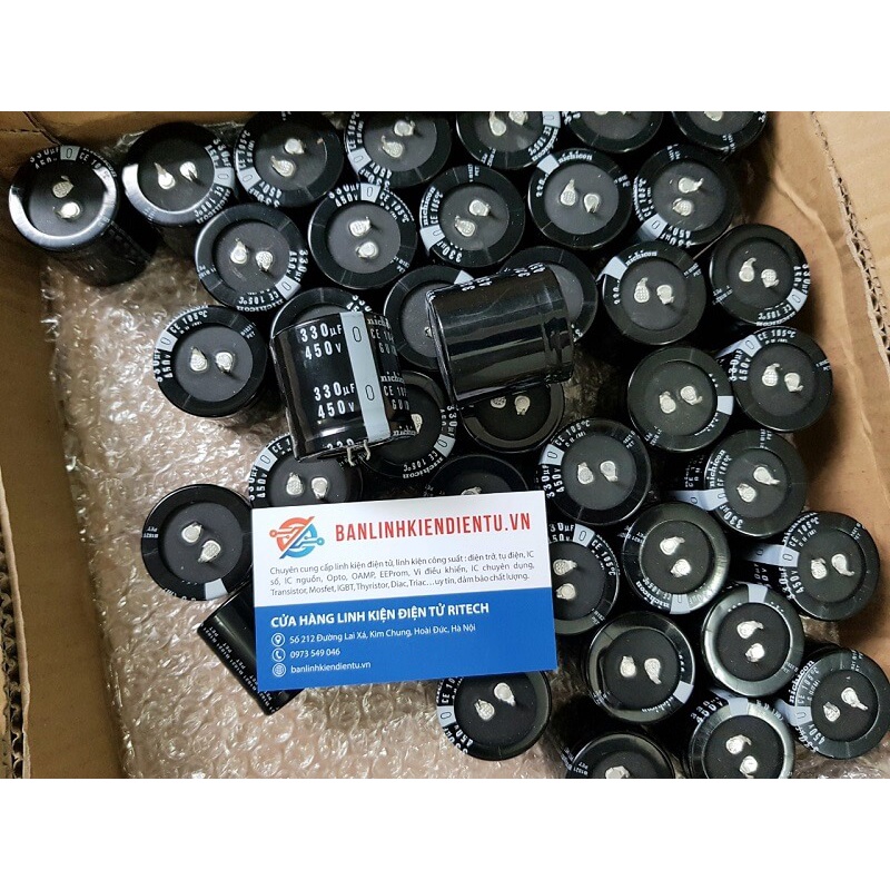 Tụ hóa Nichicon, Rubycon 330uF 450V 450V330uF kích thước 35x35mm