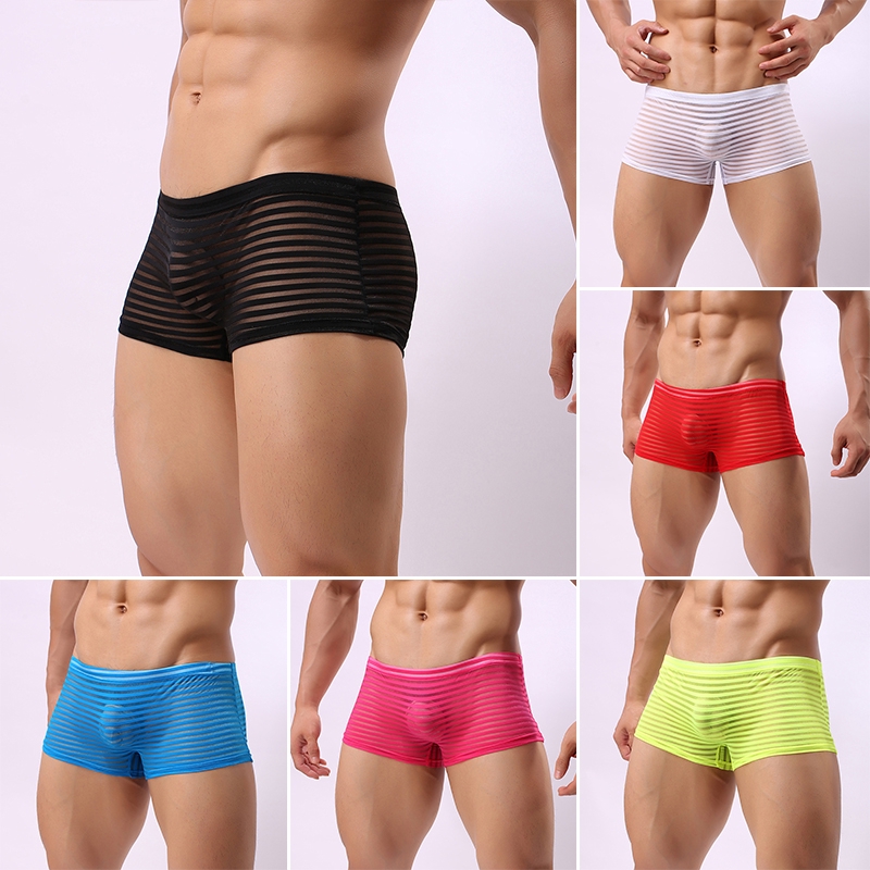 Quần lót boxer sọc xuyên thấu gợi cảm cho nam