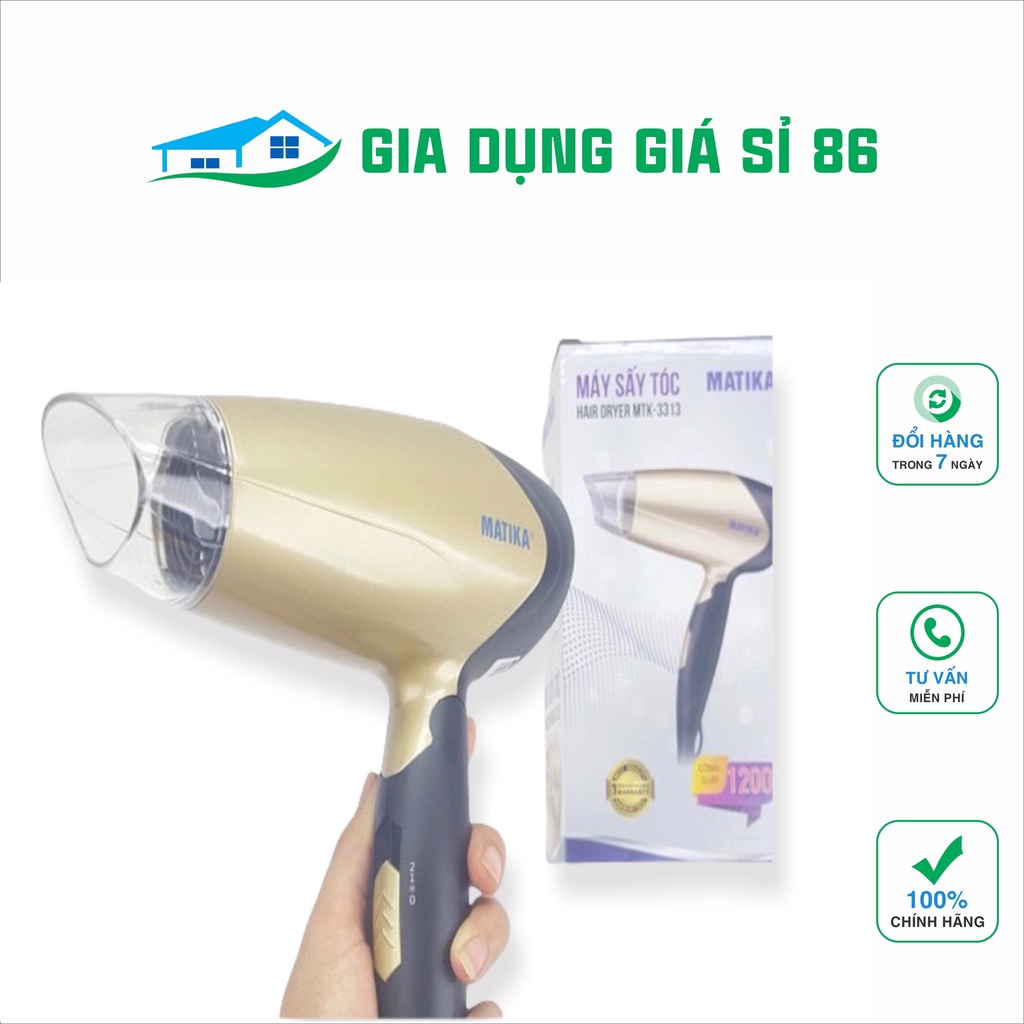 Máy Sấy Tóc gấp gọn MATIKA MTK-3313 công suất 1200W- hàng chính hãng