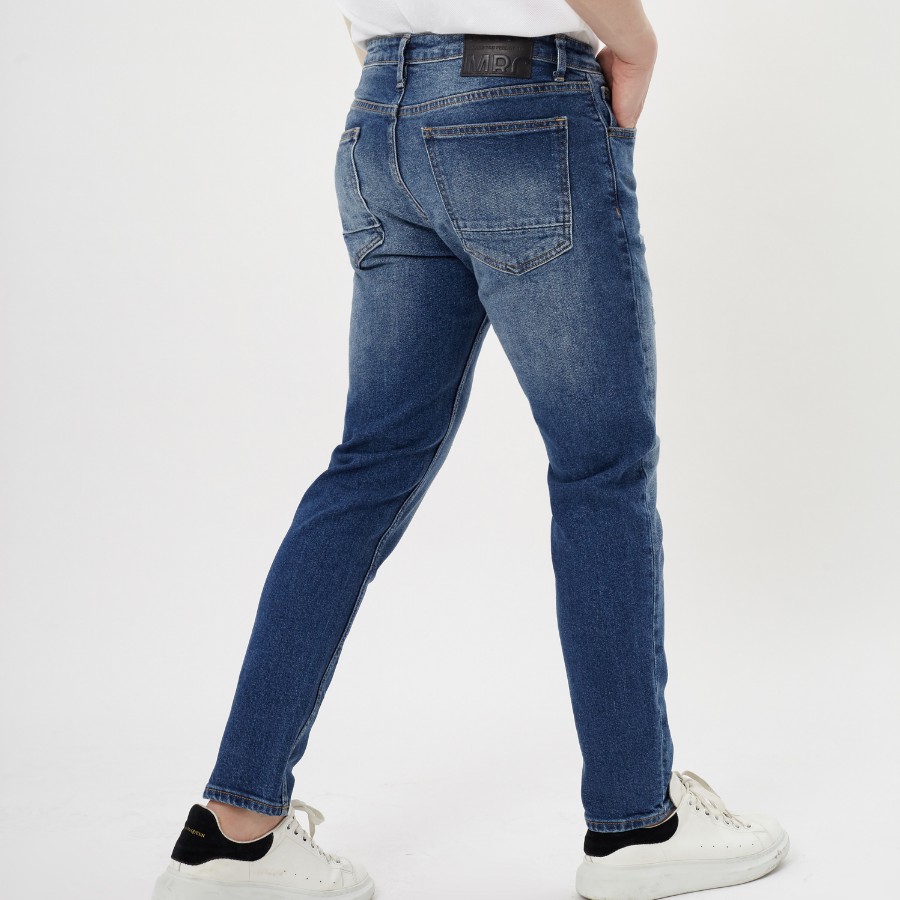 Quần jean dài nam cao cấp xanh denim MRC 0173 chất cotton cao cấp, form ôm vừa vặn, tôn dáng, trẻ trung - MENFIT