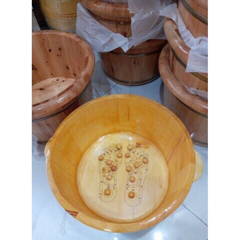 Chậu gỗ  ngâm chân có hat