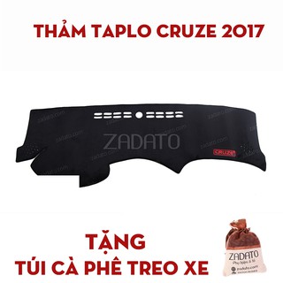 Thảm taplo chevrolet cruze - thảm chống nóng taplo lông cừu - tặng: túi cafe treo xe