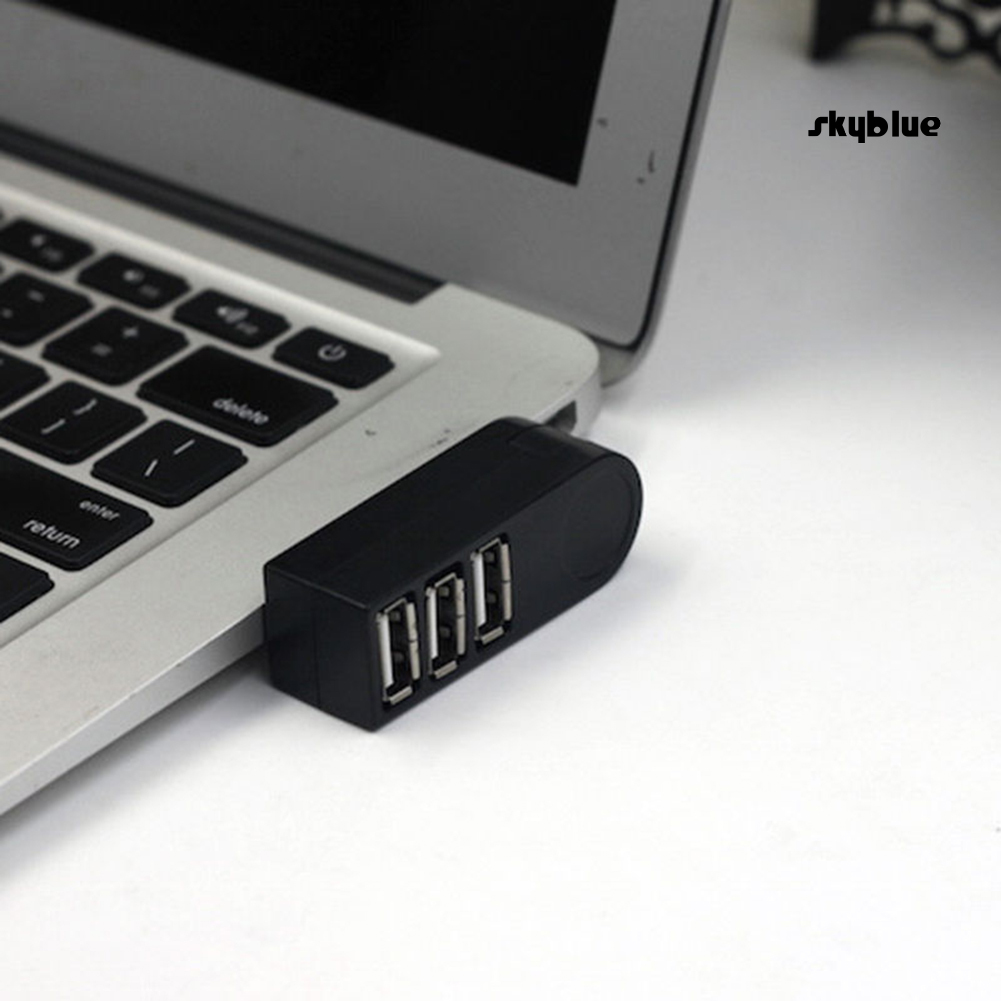 [SK]Mini 3 Port USB 2.0 Rotating Splitter Adapter Hub for PC Laptop Notebook Mac