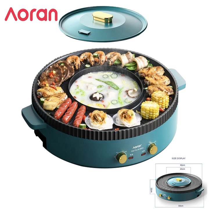 Bếp lẩu nướng đa năng 2 trong 1 cao cấp Aoran R10 Công suất : 2200W từ 150 đến 260 độ - HÀNG CHÍNH HÃNG