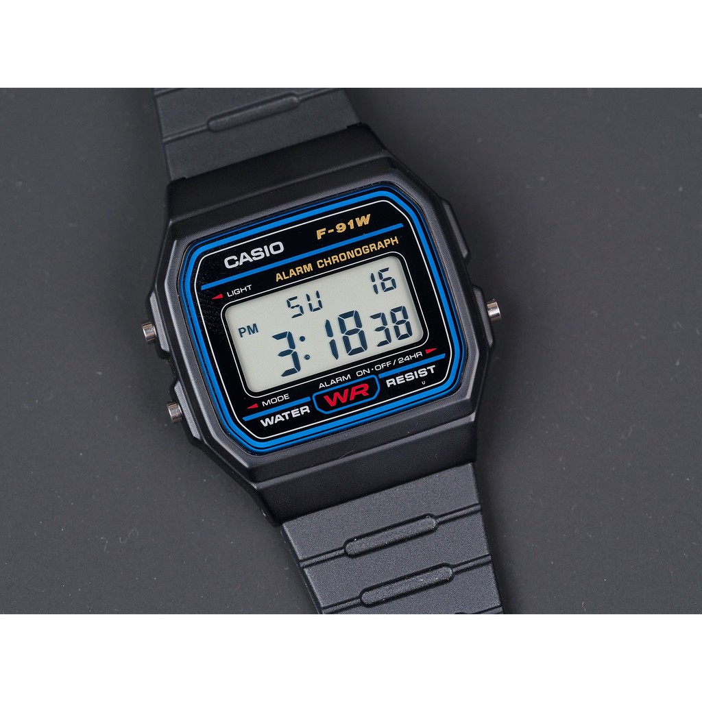 Đồng Hồ Casio Nam Dây Cao Su STANDARD F-91W-1 Chính Hãng