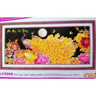 Tranh thêu chữ thập Phú Quý Cát Tường LV3099 (87x43) chưa thêu