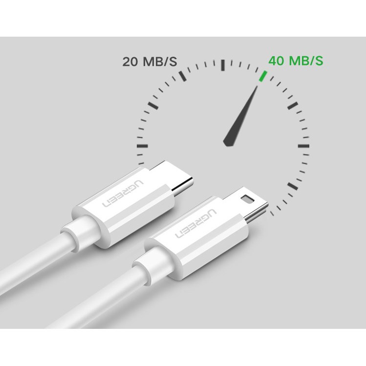 Cáp USB type C ra Mini USB Cao Cấp Ugreen 40418 50445 Chính Hãng US242 (dài 1met và 1,5met)