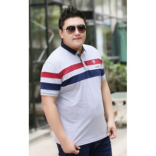 BIG SIZE Áo thun nam kẻ cổ đứng