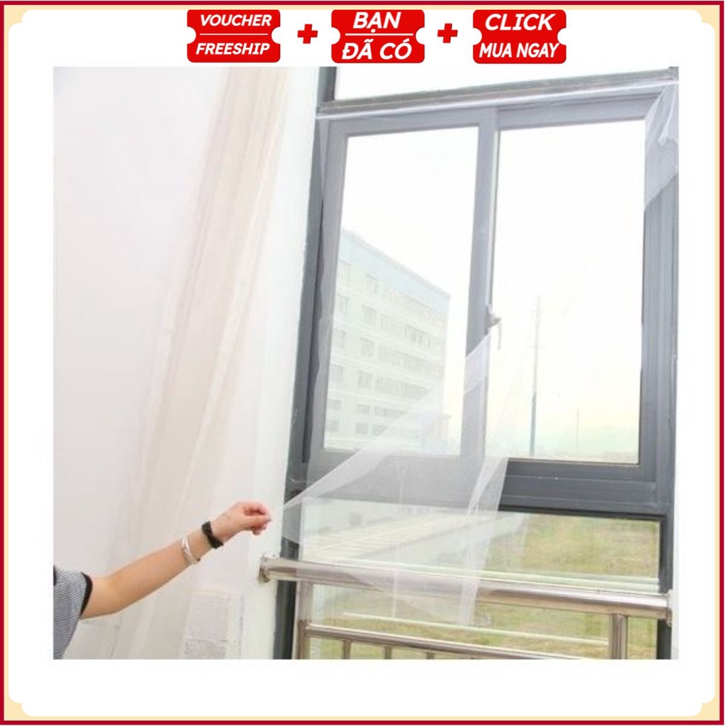 Vải Màn Lưới CHẮN MUỖI Thông Minh - Tấm Chống Ngăn Côn Trùng - Size Cửa Sổ 1.5 X 1.3 Mét - (Kèm Cuộn Dính Đa Năng)