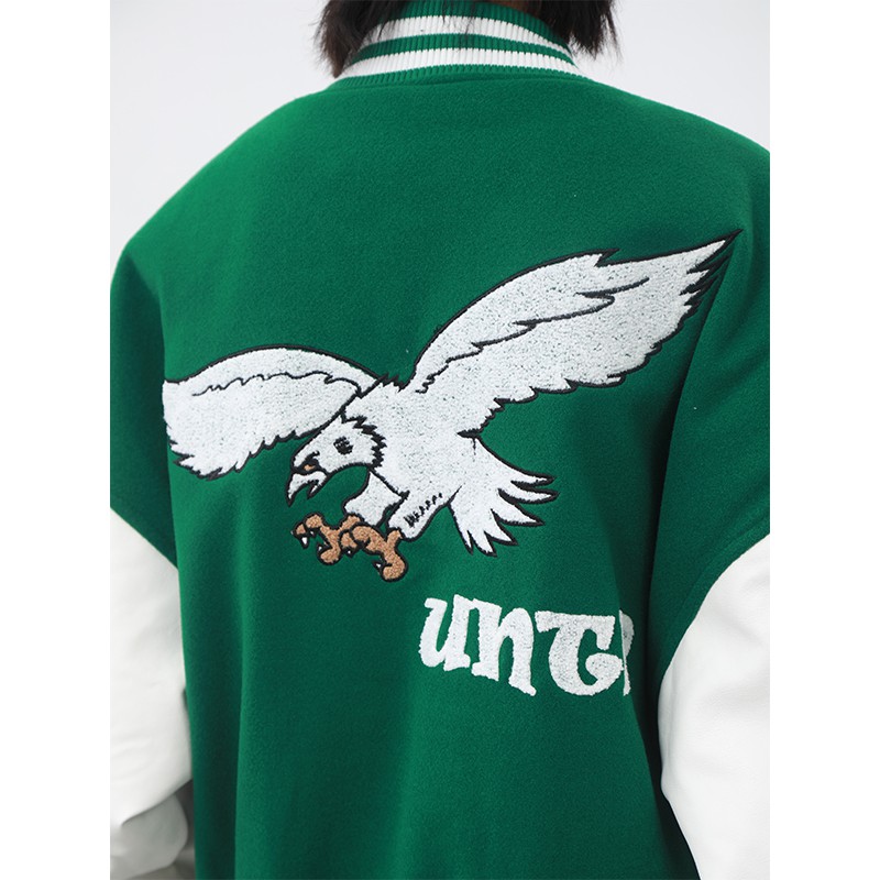 Áo bóng chày, Varsity jacket HOT 2021 màu xanh chất tay da cao cấp