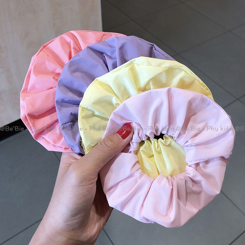 Cột tóc Scruchies vải dù trơn màu cute không thấm nước BeBie BP111