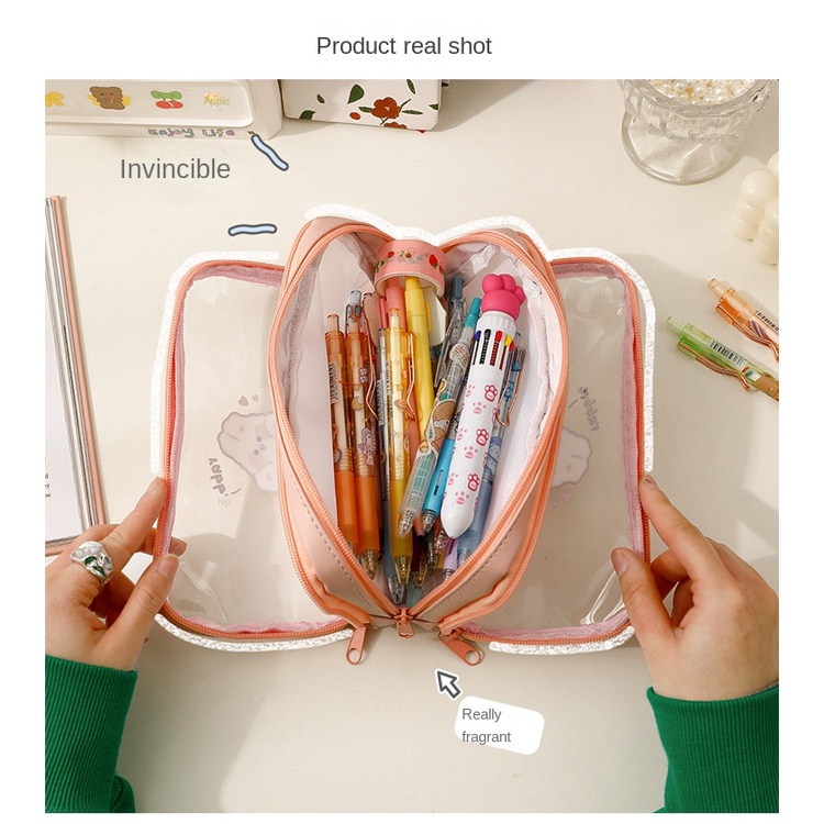Túi Đựng Bút Trong Suốt Họa Tiết Hoạt Hình Dễ Thương