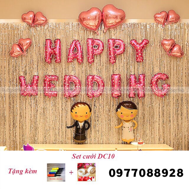 Set Bóng Trang Trí Phòng Cưới  Free Ship  Happy Wedding Nhiều Mẫu